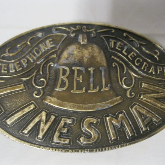 Bell Linesman Vintage Belt Buckle Indiana Metal - Picture 3 of 3